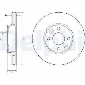 Вентилируемый тормозной диск delphi BG3762C