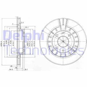 Вентилируемый тормозной диск delphi BG3806