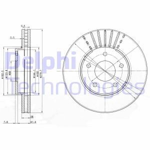 Вентилируемый тормозной диск delphi BG3816 на Ниссан Almera Tino