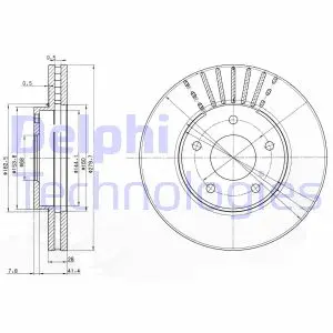 Вентильований гальмівний диск Delphi BG3816