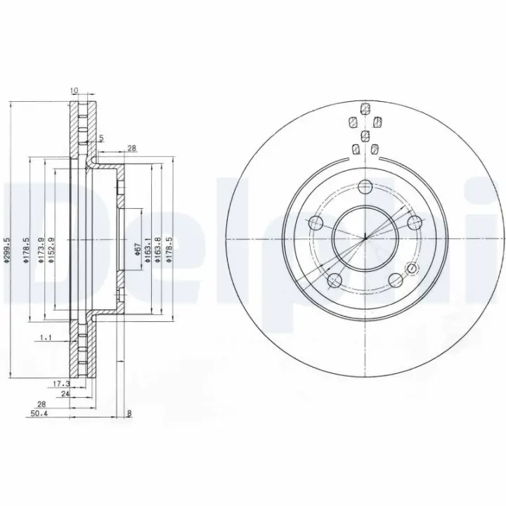 Вентилируемый тормозной диск delphi BG3838C