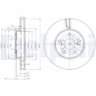 Вентильований гальмівний диск delphi BG3850