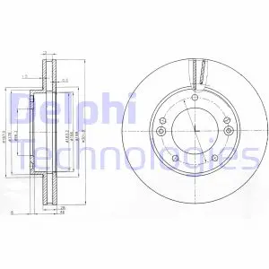 Вентилируемый тормозной диск delphi BG3858