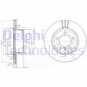 Вентильований гальмівний диск Delphi BG3900C