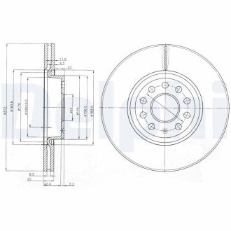 Вентилируемый тормозной диск delphi BG3953