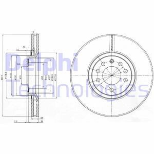 Вентильований гальмівний диск delphi BG3973