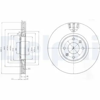 Вентильований гальмівний диск Delphi BG4002