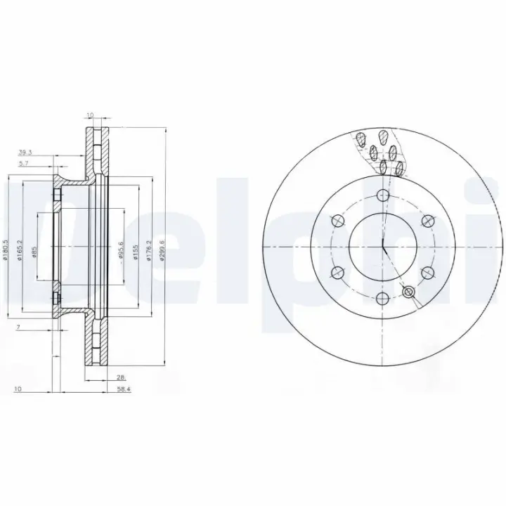 Вентильований гальмівний диск Delphi BG4032C (фото 1)