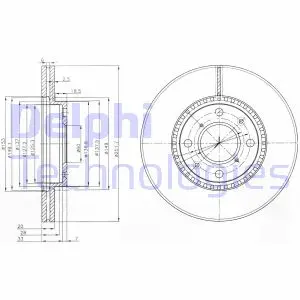 Вентильований гальмівний диск Delphi BG4049C