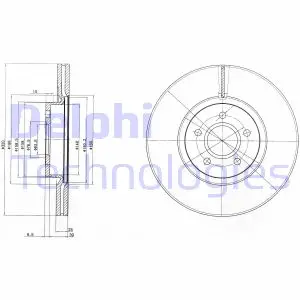 Вентильований гальмівний диск Delphi BG4056C (фото 1)