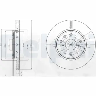 Вентильований гальмівний диск Delphi BG4208