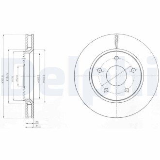 Вентильований гальмівний диск delphi BG4248