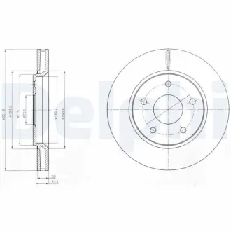 Вентилируемый тормозной диск delphi BG4248 Додж Джорни