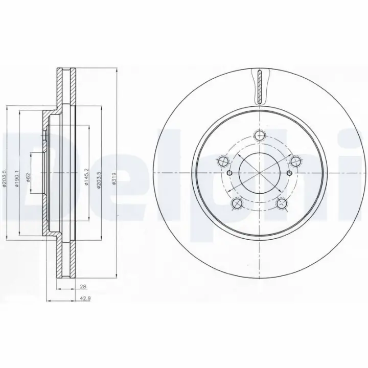Вентилируемый тормозной диск delphi BG4253