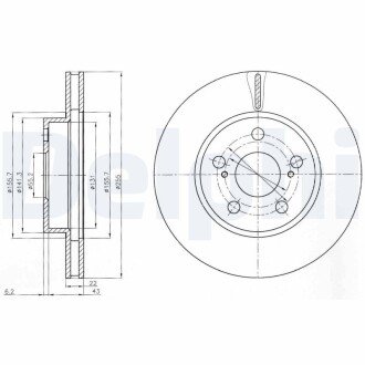 Вентильований гальмівний диск delphi BG4269