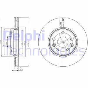 Вентильований гальмівний диск delphi BG4317C