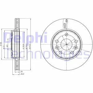 Вентилируемый тормозной диск delphi BG4317C
