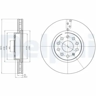 Вентильований гальмівний диск Delphi BG4330C