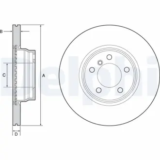 Вентилируемый тормозной диск delphi BG4458C