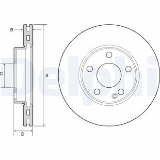 Вентильований гальмівний диск delphi BG4554C на Мерседес B-Class w242/w246