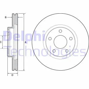 Вентилируемый тормозной диск delphi BG4562C