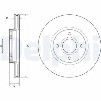 Вентилируемый тормозной диск delphi BG4569C