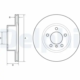 Вентильований гальмівний диск Delphi BG4645C