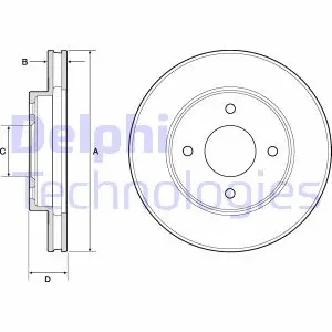 Вентильований гальмівний диск Delphi BG4742C