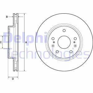Вентильований гальмівний диск delphi BG4764C