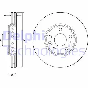 Вентильований гальмівний диск Delphi BG4815C