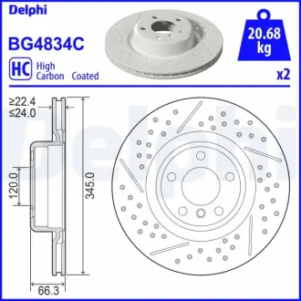 Вентильований гальмівний диск Delphi BG4834C