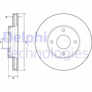 Вентильований гальмівний диск Delphi BG4953C