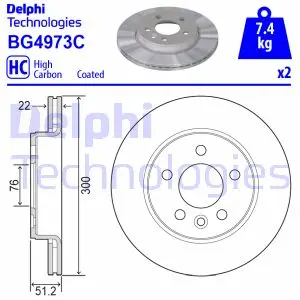 Вентилируемый тормозной диск delphi BG4973C