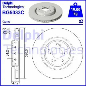 Вентилируемый тормозной диск delphi BG5033C Хонда Срв
