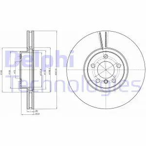 Вентильований гальмівний диск Delphi BG9063C