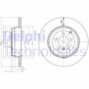 Вентильований гальмівний диск delphi BG9080C на Рендж (ленд) ровер Вог