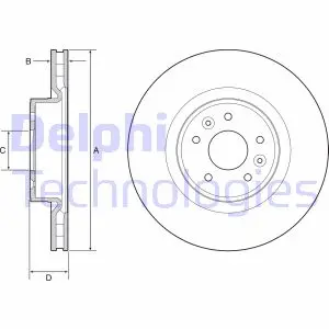 Вентилируемый тормозной диск delphi BG9232C Рено Меган 3
