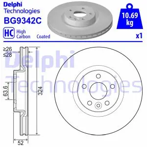 Вентильований гальмівний диск Delphi BG9342C (фото 1)