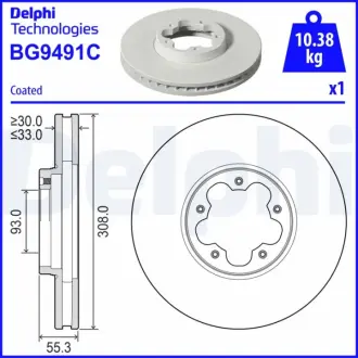Вентилируемый тормозной диск delphi BG9491C