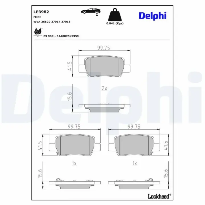 Задні тормозні (гальмівні) колодки Delphi LP3982 (фото 1)