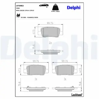Задні тормозні (гальмівні) колодки Delphi LP3982