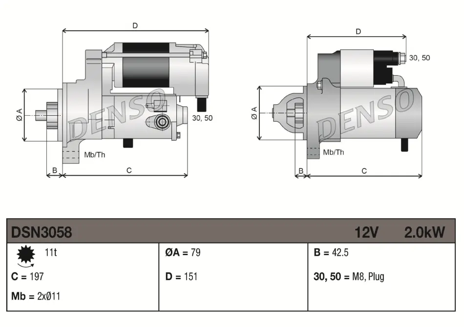 Стартер Denso DSN3058 (фото 1)