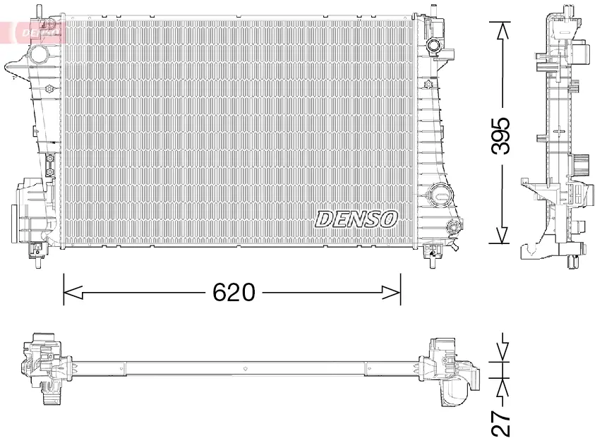 Радиатор охлаждения двигателя denso DRM15009