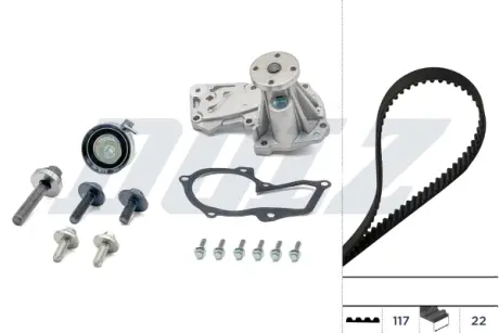 FORD К-т ГРМ (ремень+ ролик +помпа) B-MAX, C-MAX II, FIESTA V, MAZDA, VOLVO DOLZ KD070