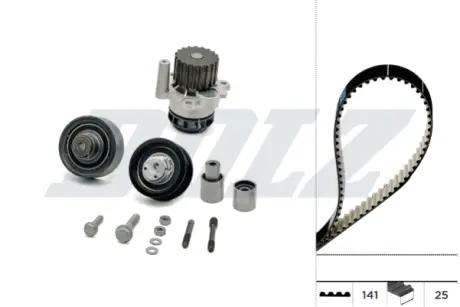 VW К-т ГРМ (помпа + ремень + 4 ролика) POLO 1.9 SDI 01-09, SKODA FABIA I Combi 1.9 SDI 00-07, SEAT IBIZA III 1.9 SDI 02-05 DOLZ KD104 Фольксваген Поло хэтчбек