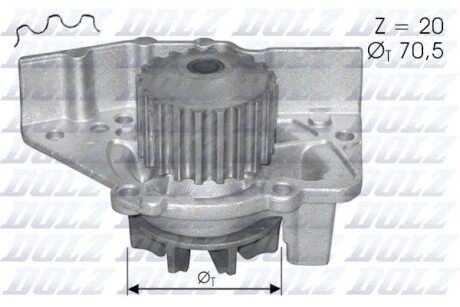 Водяна помпа Citroen Xantia 1,9D/1,9Td 94-, Xsara 1,9D/1,9Td 97- Peugeot 306/406 1,9D/1,9Td 94- dolz C119 на Сузуки Балено