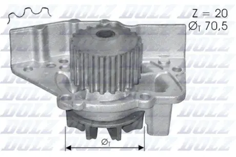 Водяна помпа Citroen Xantia 1,9D/1,9Td 94-, Xsara 1,9D/1,9Td 97- Peugeot 306/406 1,9D/1,9Td 94- DOLZ C119