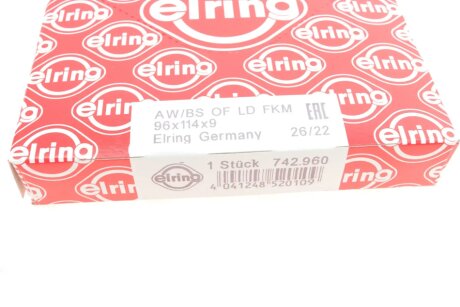 Сальник коленвала передній elring 742960