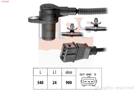 HYUNDAI Датчик розподільчого валу TERRACAN (HP) 2.9 CRDi 4WD 01-06 EPS 1953587