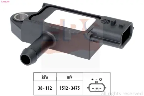 RENAULT датчик тиску вихлопних газів Dacia Duster,Dokker,Infiniti,Nissan Qashqai,X-Trail,Opel Movano,Kangoo,Laguna III,Master III,Megane,Trafic II 1.5/3.0dCi EPS 1993301 Ниссан Нп 300